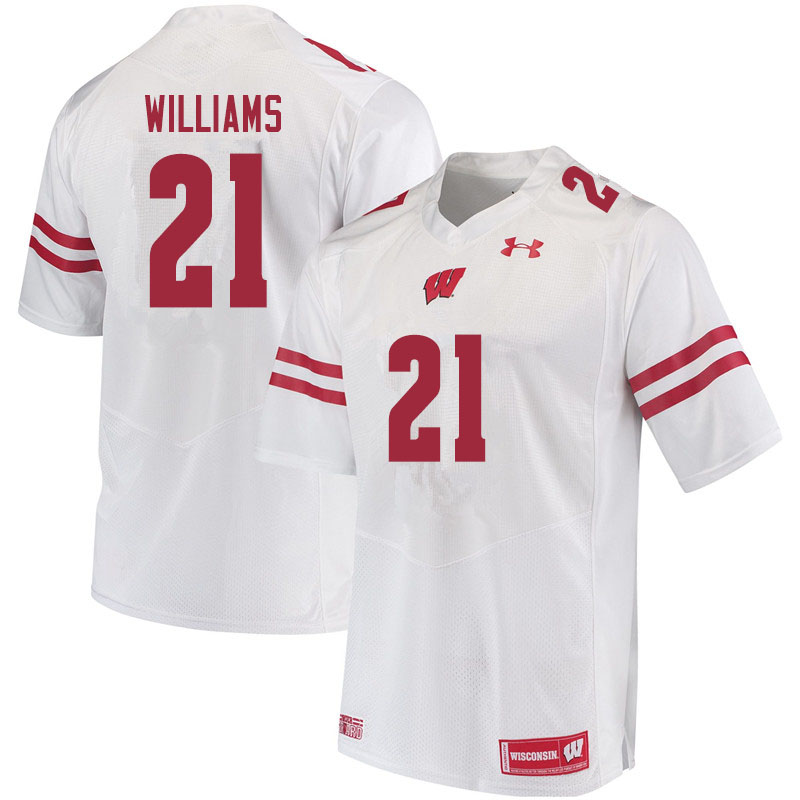 Men #21 Caesar Williams Wisconsin Badgers College Football Jerseys Sale-White - Click Image to Close